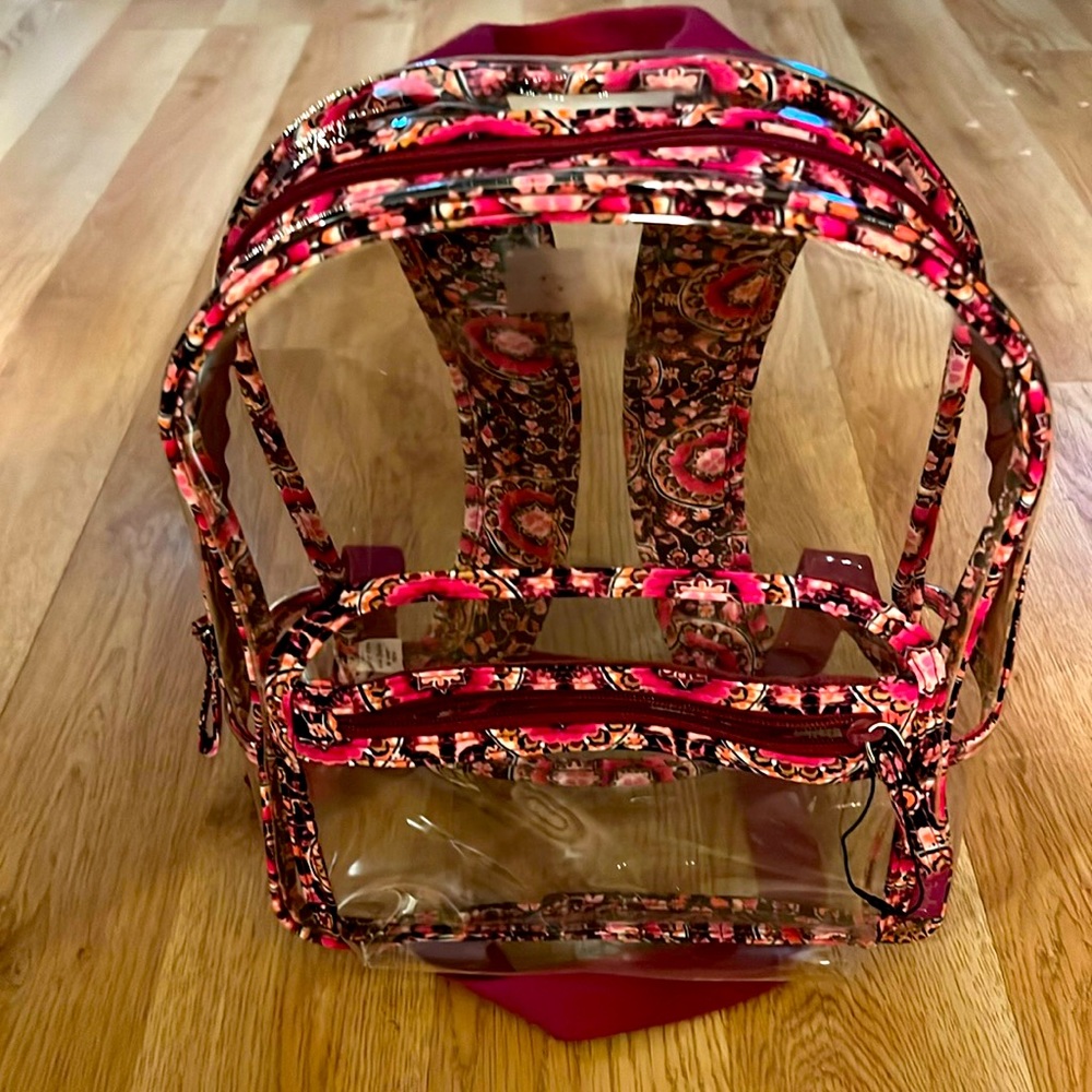 Vera Bradley Clearly Colorful Clear Small Backpack with Floral Straps